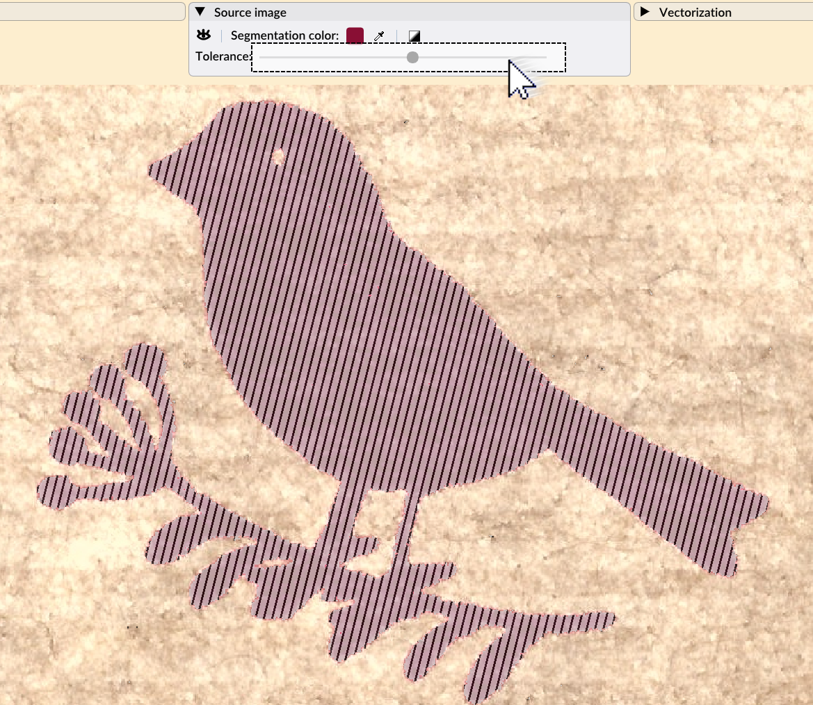 Hover the mouse on the tolerance slider to highlight the color selection
