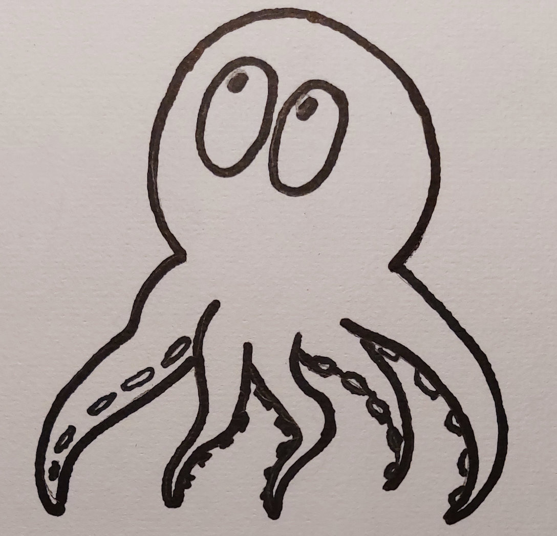 Hand drawing of the octopus
